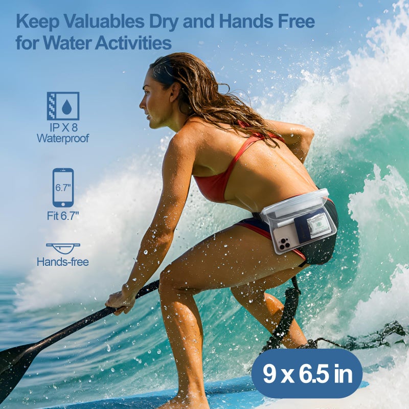 F-color Waterproof Fanny Pack - Waterproof Phone Pouch with Waist Strap - Cruise Essentials 2025 Must Haves Waterproof Pouch Dry Bag Keep Phone Valuables Safe for Beach Kayaking Boating Fishing - Image 2